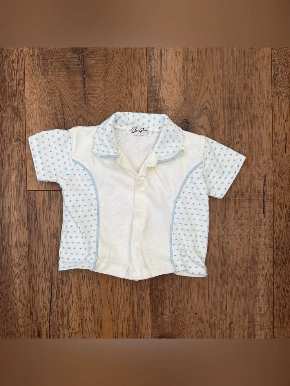 Unbranded vintage Baby Polo Shirt in White with Light Blue Accents